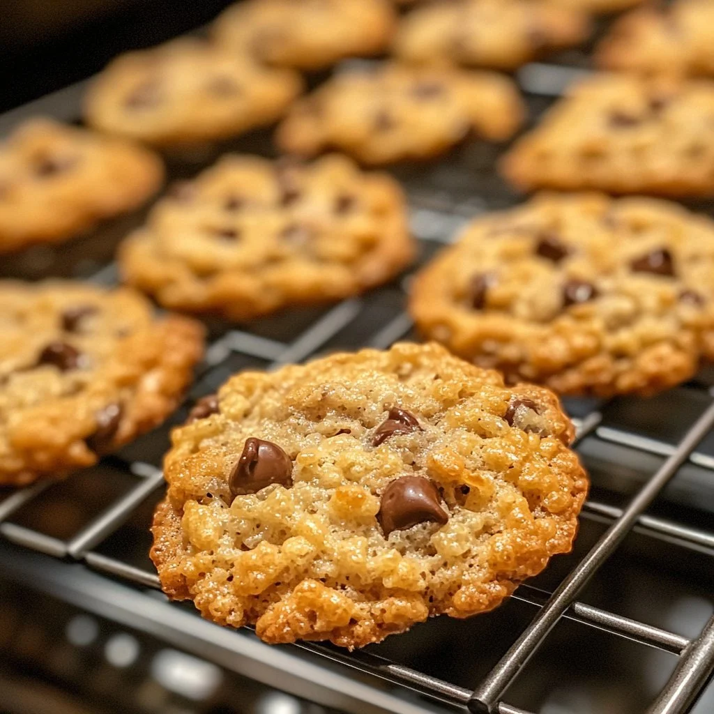 Delicious Rice Krispie Chocolate Cookies on a plate