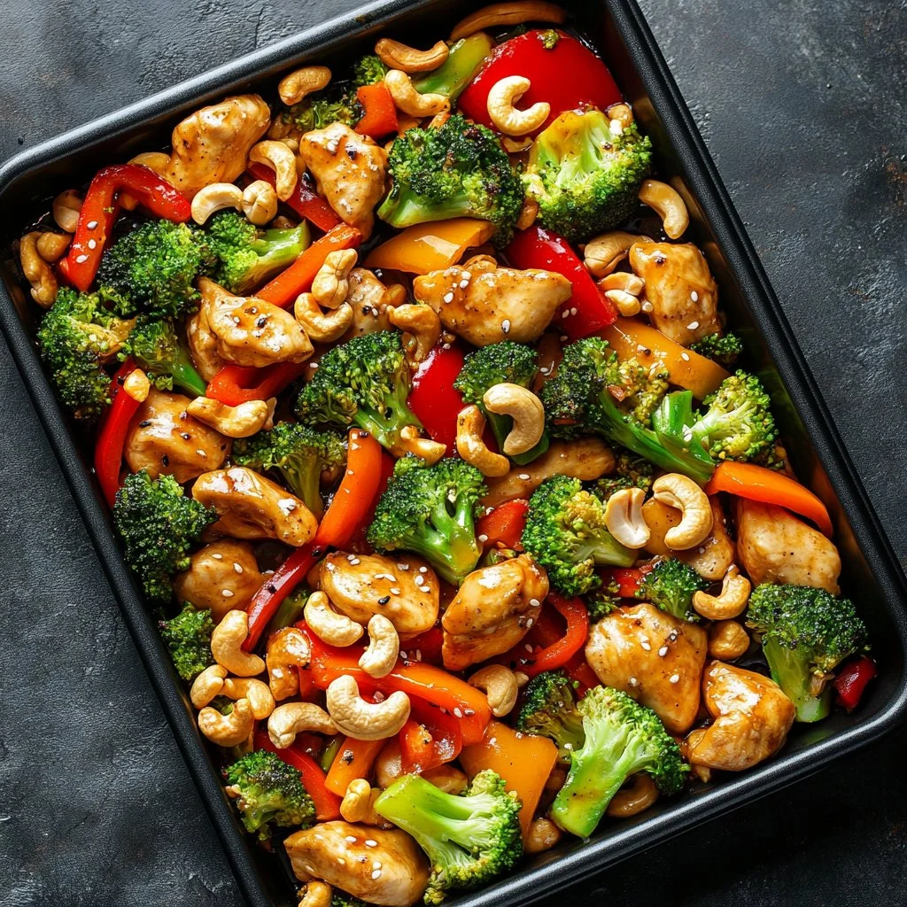 Sheet Pan Cashew Chicken - a healthy and flavorful dinner recipe.