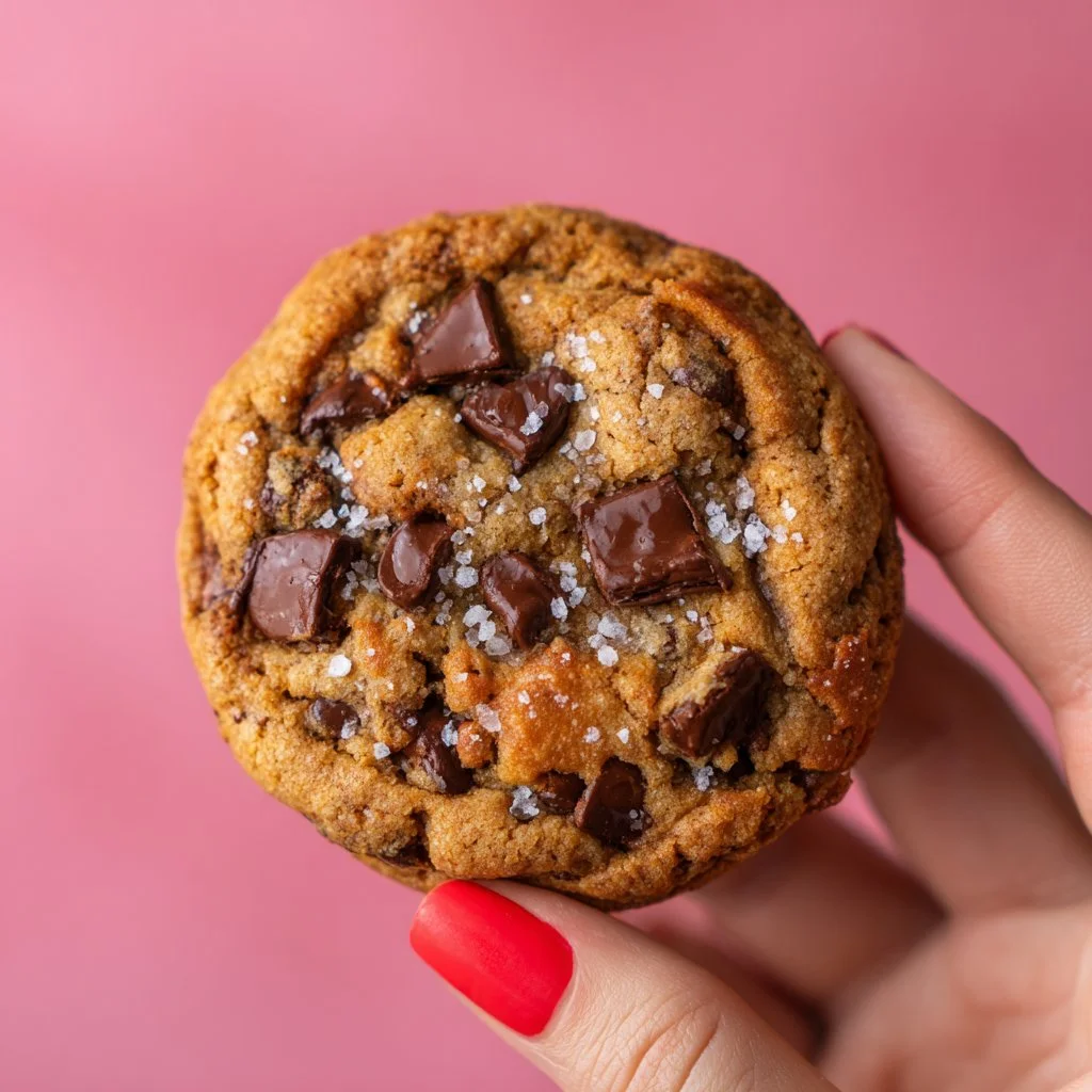 Freshly baked small batch chocolate chip cookies on a plate.