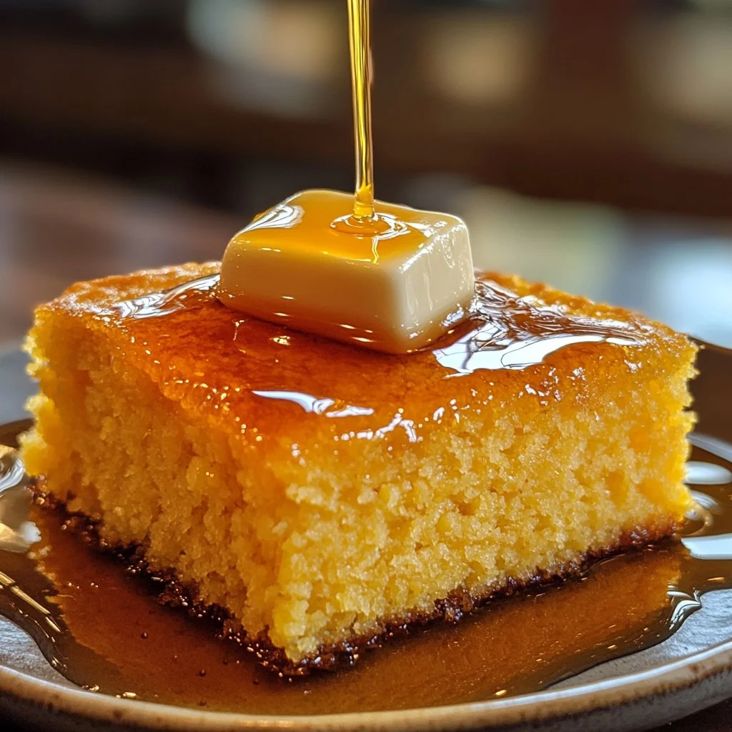 Deliciously sweet and moist honey cornbread fresh from the oven