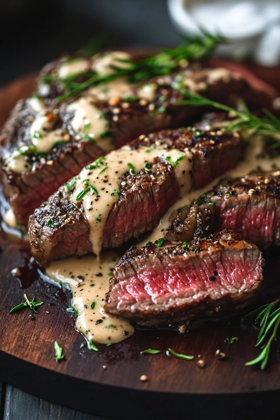 Juicy Steak with Creamy Garlic Sauce