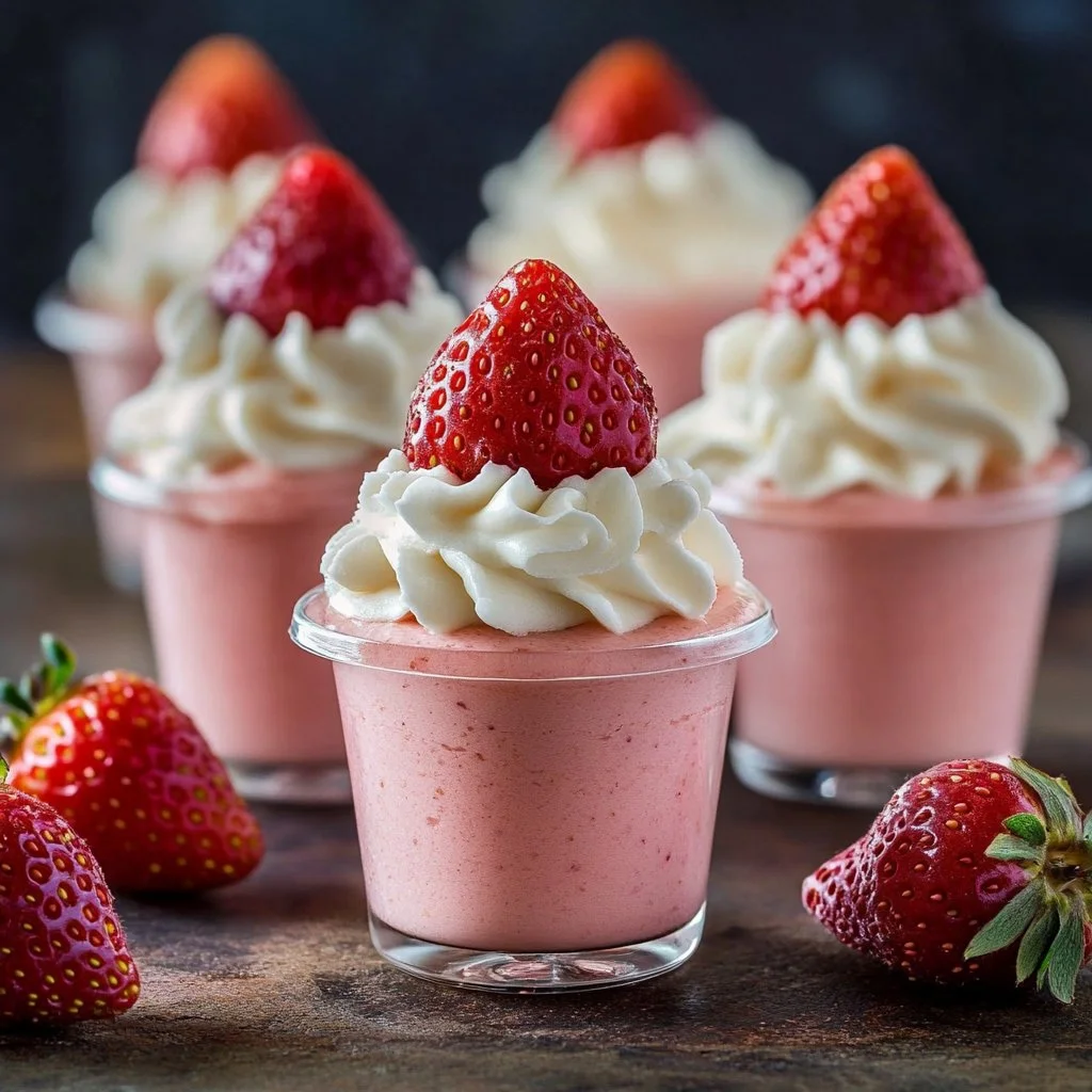 Delicious 3 Ingredient Strawberry Mousse served in a bowl with fresh strawberries