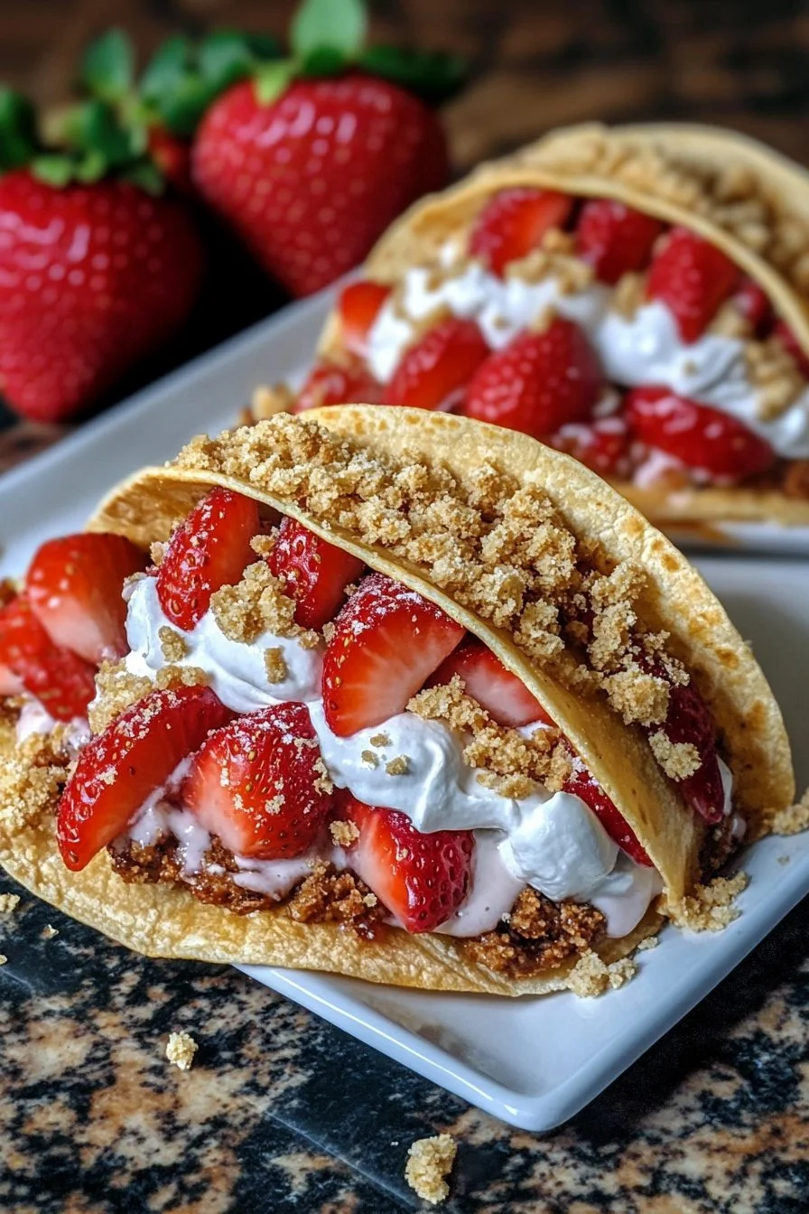 Strawberry Crunch Cheesecake Tacos