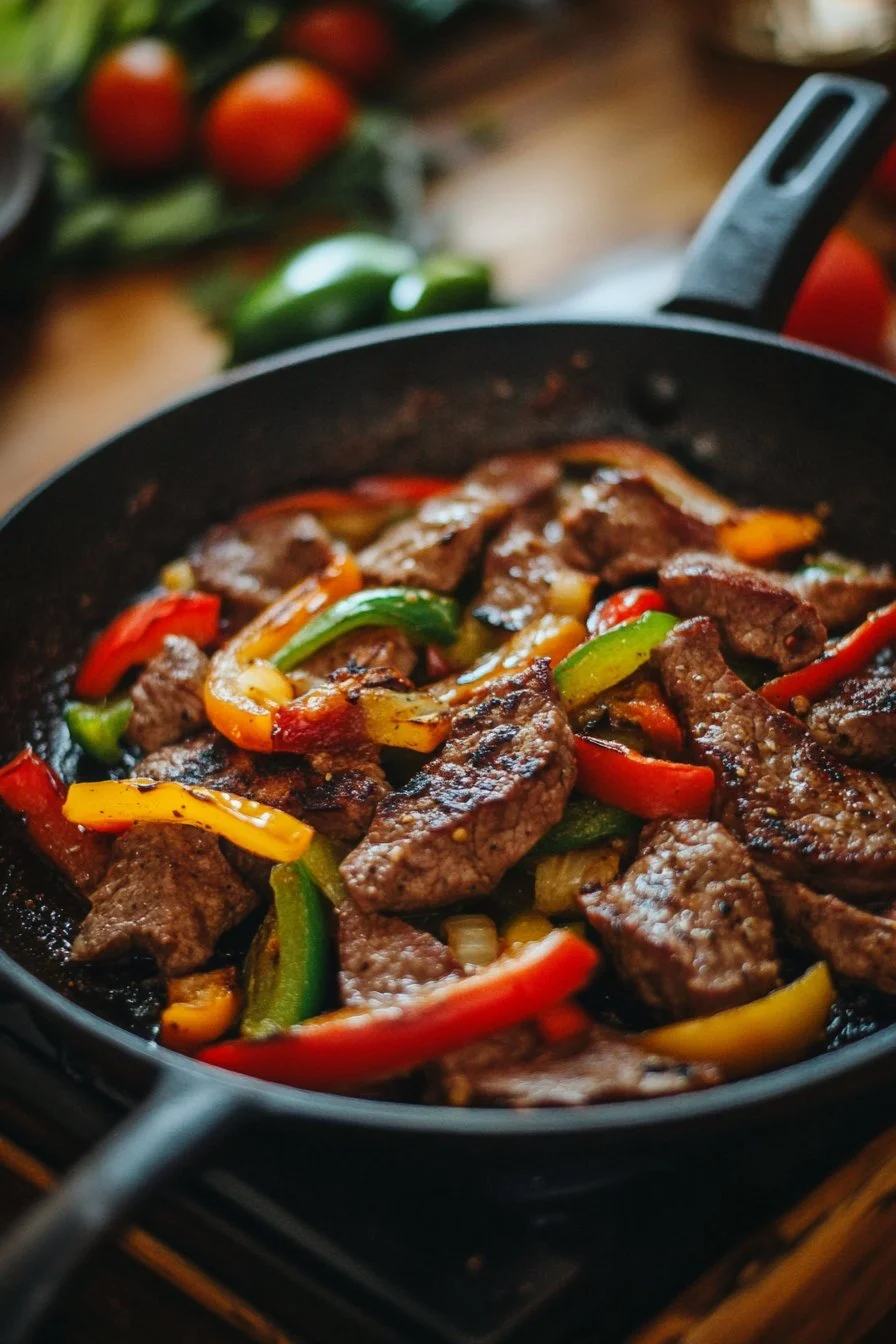 Pepper Steak with Bell Peppers and Onion