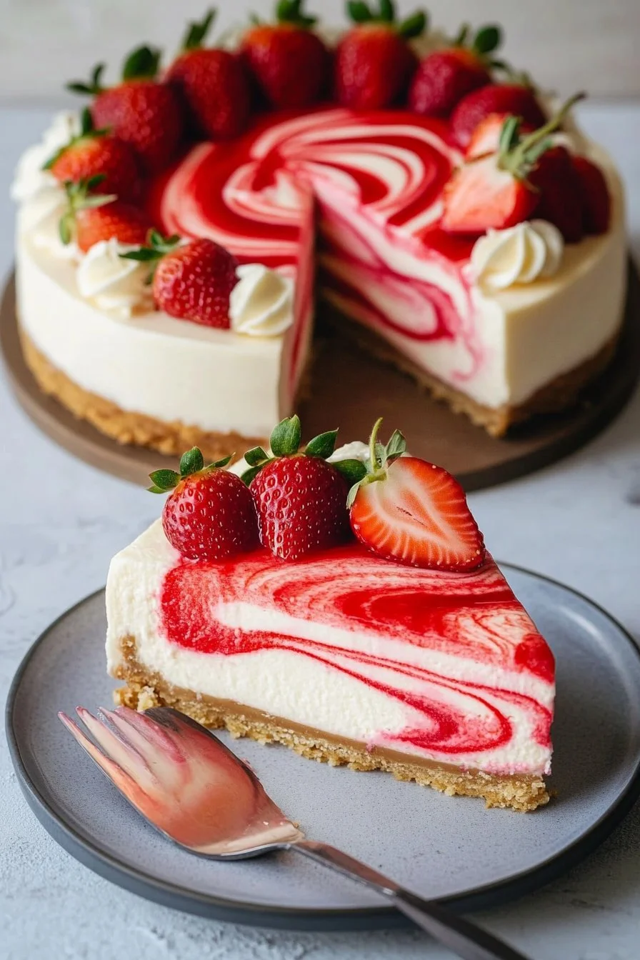 Strawberry Swirl Cheesecake