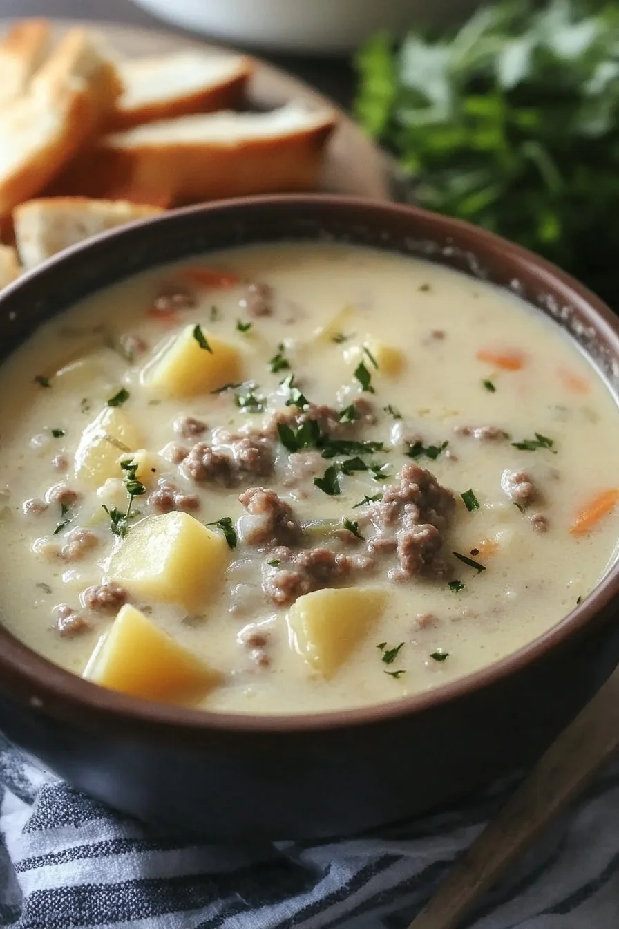 Wisconsin-Style Crockpot Creamy Potato & Hamburger Soup