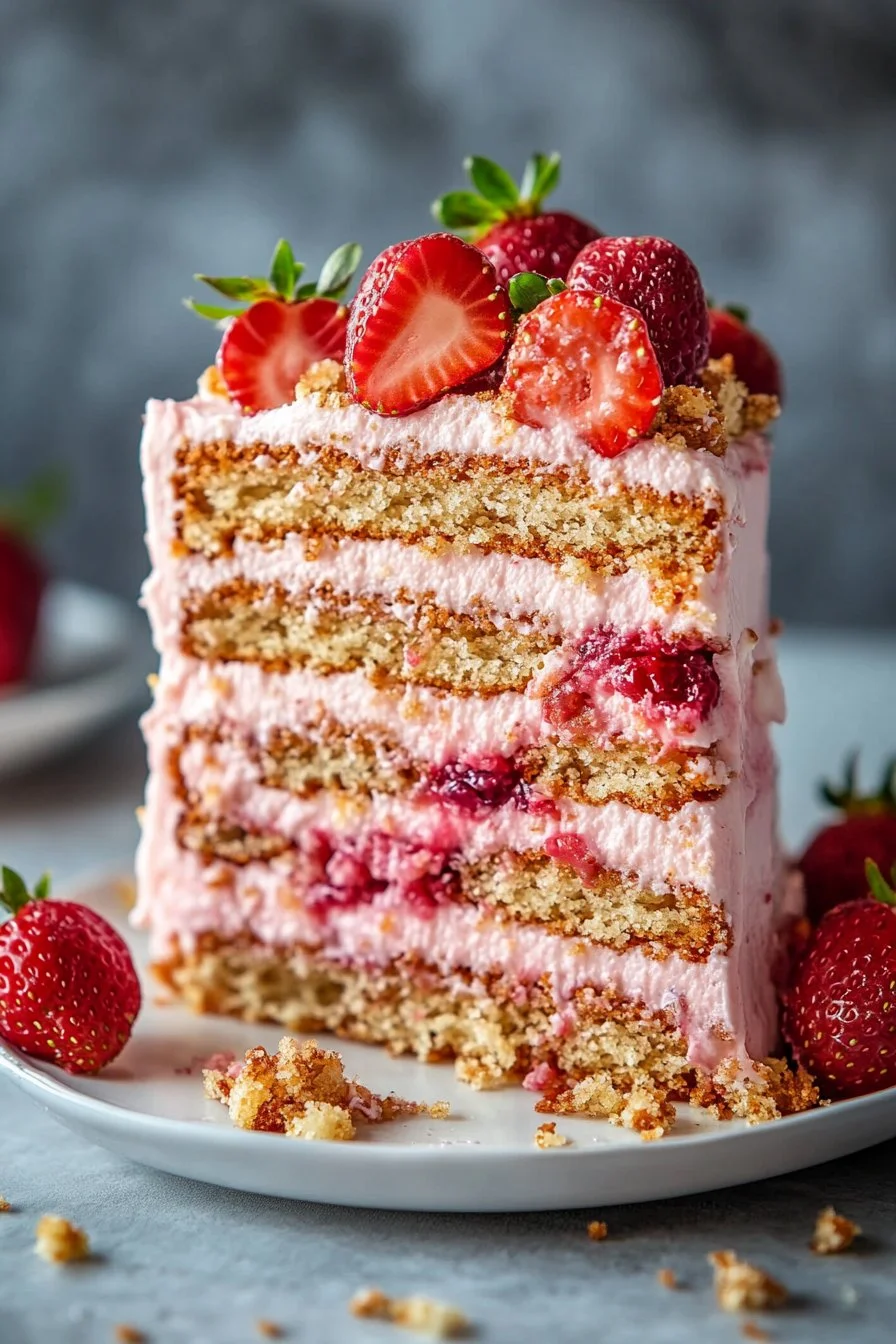 Berrylicious Strawberry Crunch Cake