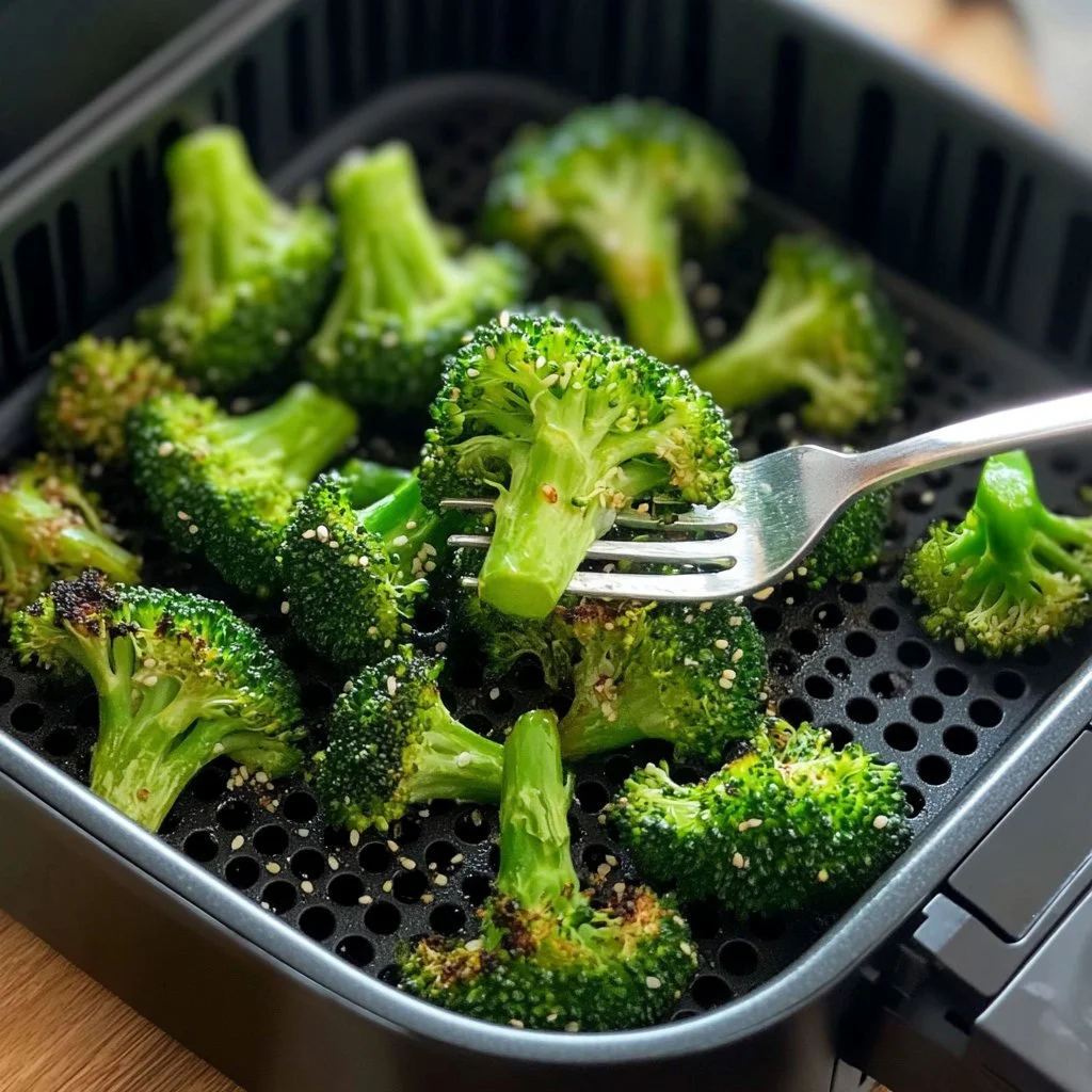 Healthy Air Fryer Broccoli ready to serve