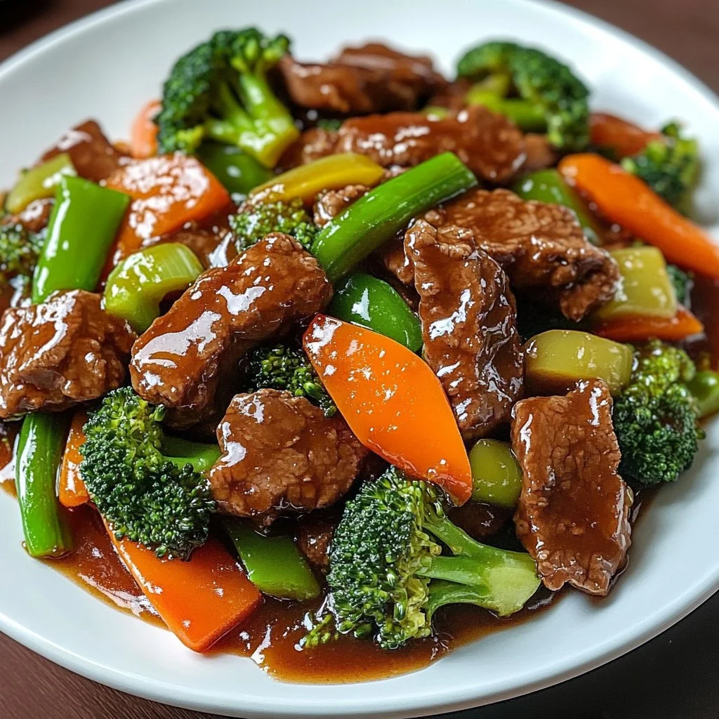 Delicious Asian Sweet Ginger Beef Stir Fry with vegetables in a bowl