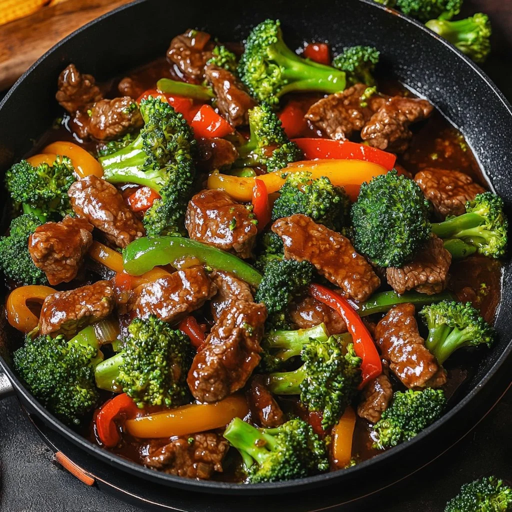 Delicious Beef and Broccoli stir fry with fresh vegetables and savory sauce