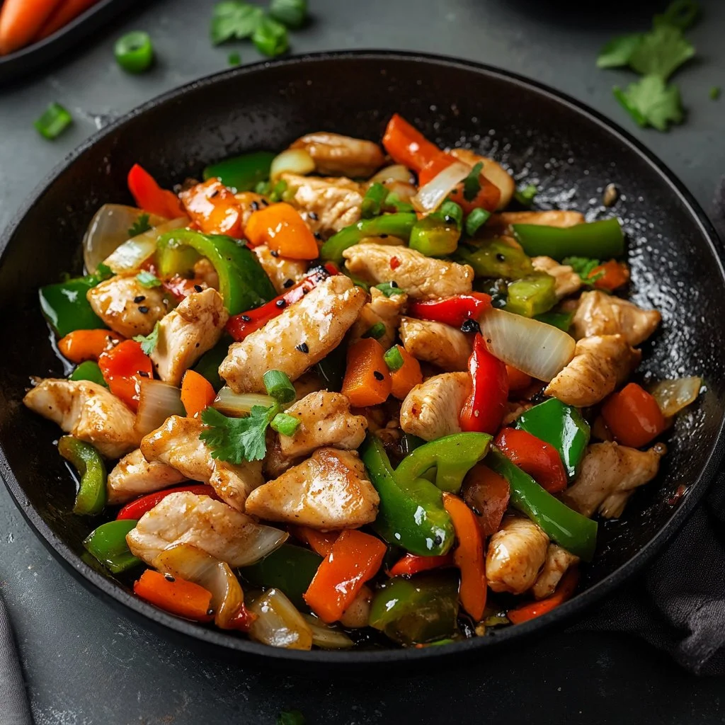 Delicious Chicken Cabbage Stir-Fry served in a bowl with colorful vegetables