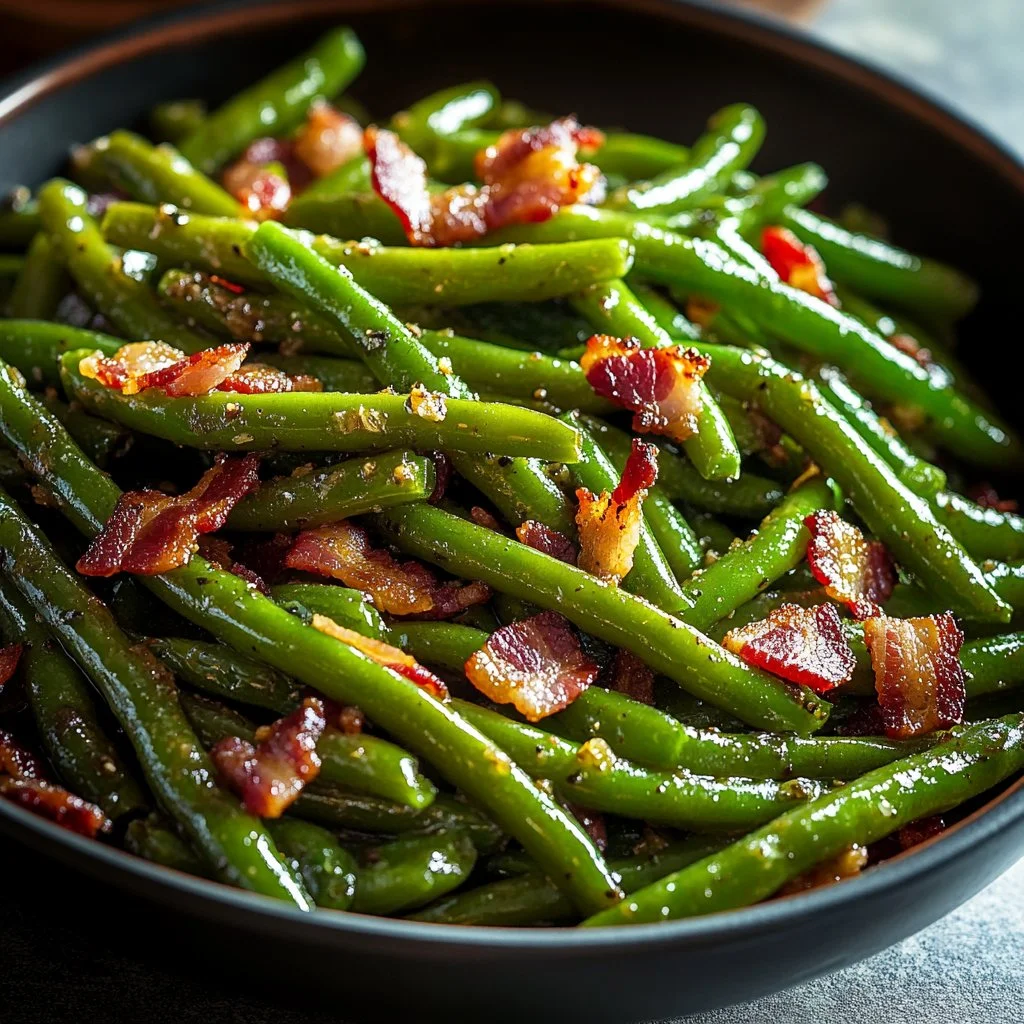 Delicious Crack Green Beans dish garnished with herbs