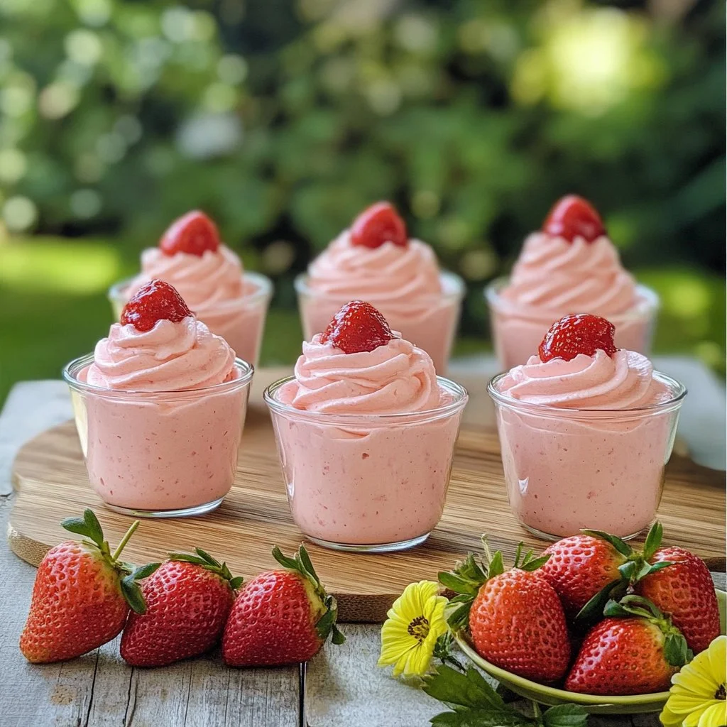 Delicious easy strawberry mousse served in a glass