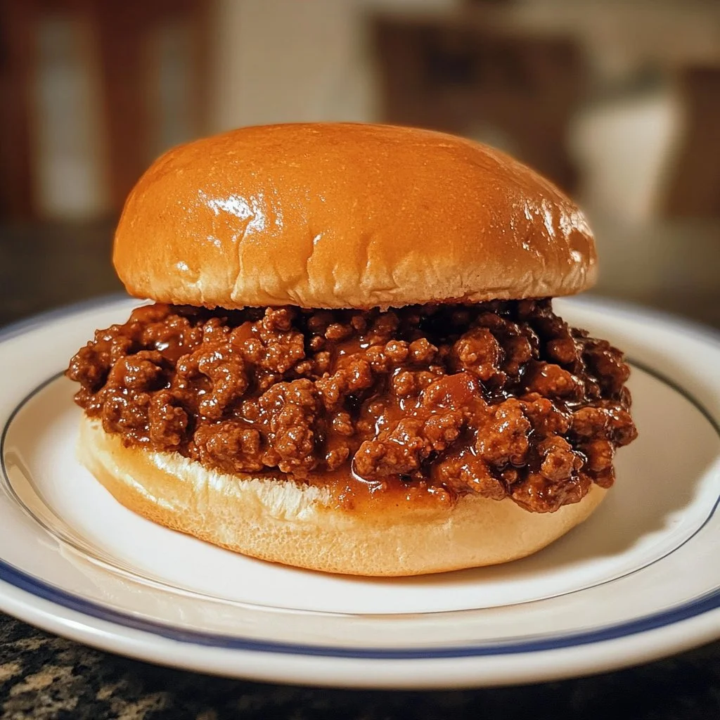 Delicious homemade sloppy joes on a plate with a side of fries