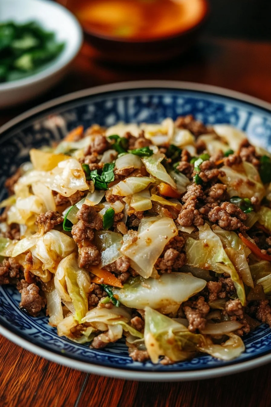 Chinese Ground Beef and Cabbage Stir-Fry