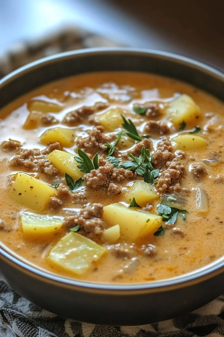 Easy Cheesy Hamburger Potato Soup