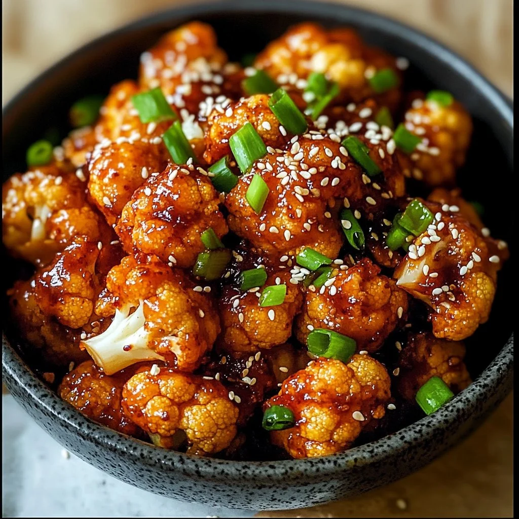 Korean baked cauliflower dish served on a plate with a side of dipping sauce