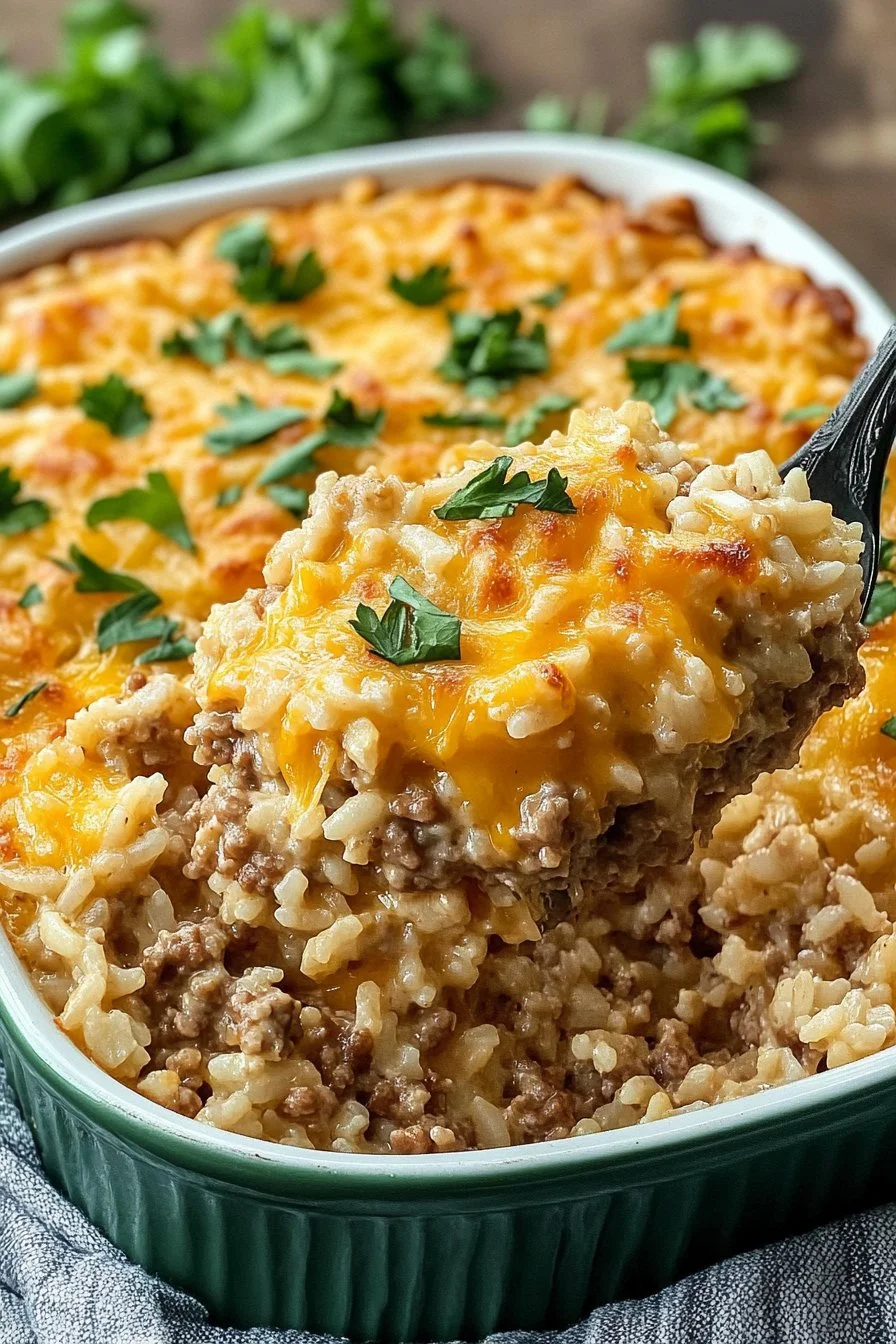 Cheesy Hamburger Rice Casserole