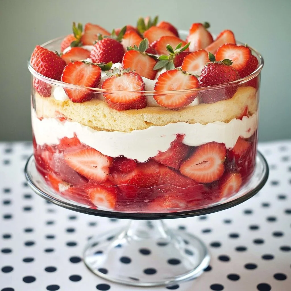 Colorful and delicious trifle desserts layered in a glass dish for celebrations