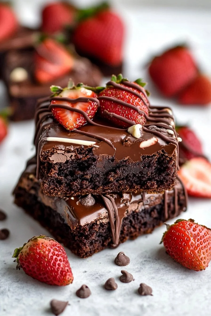 Chocolate Covered Strawberry Brownies