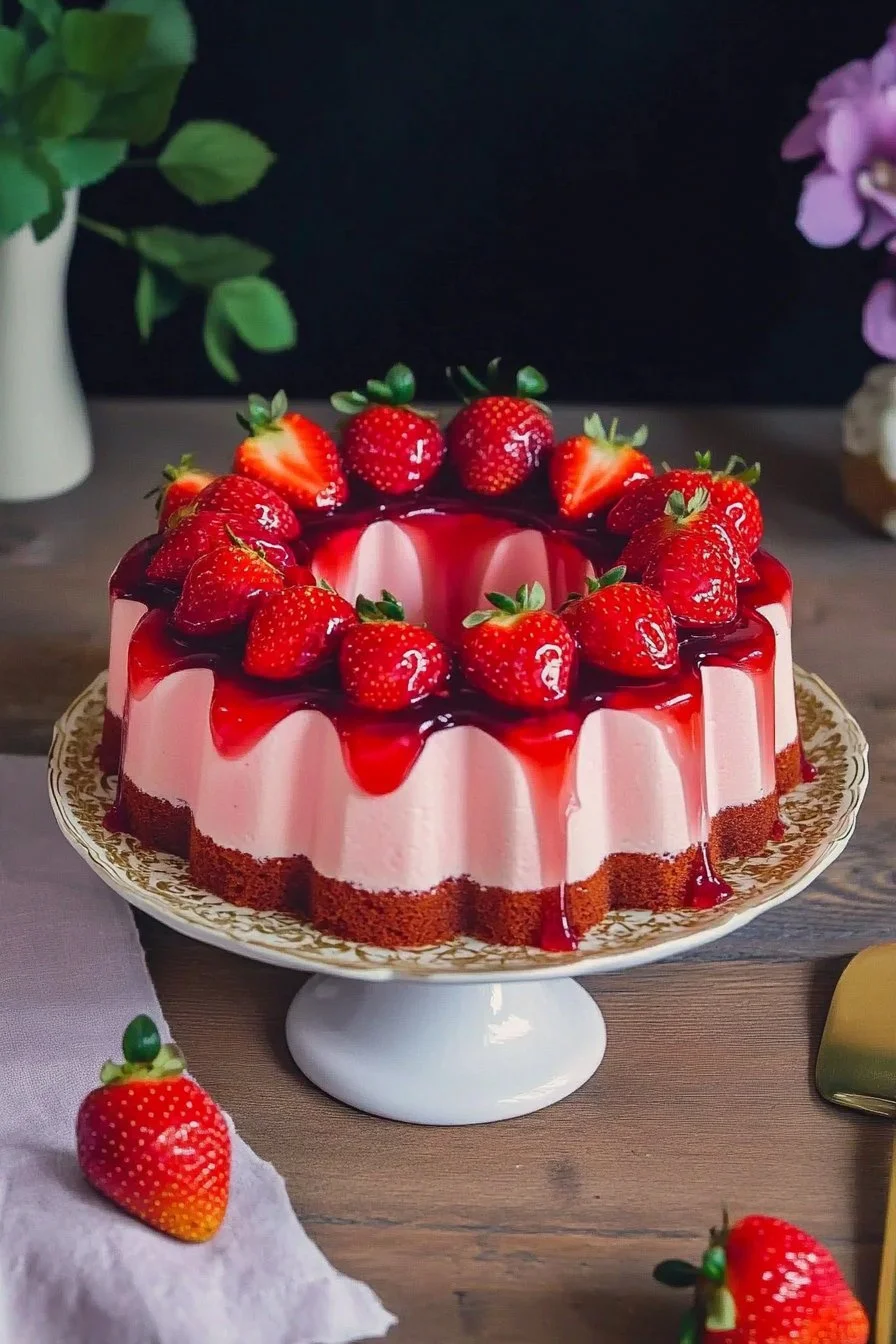 Elegant Strawberry Jelly Cake