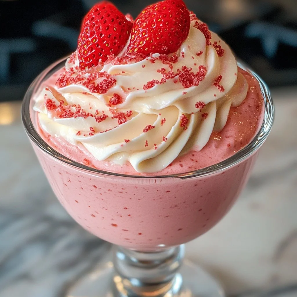 Delicious strawberry mousse filling used in a cake