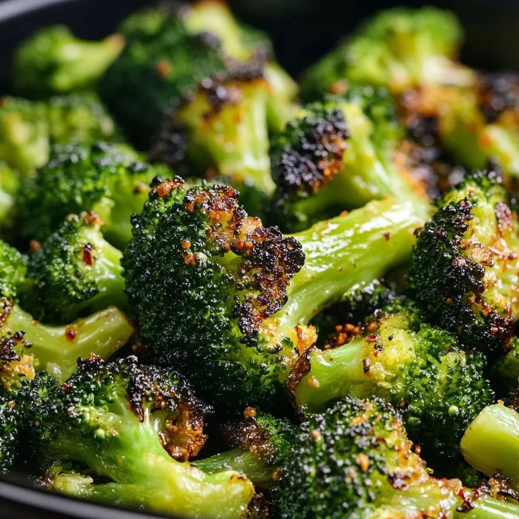 Delicious Sweet Chili Roasted Broccoli serving ready to enjoy