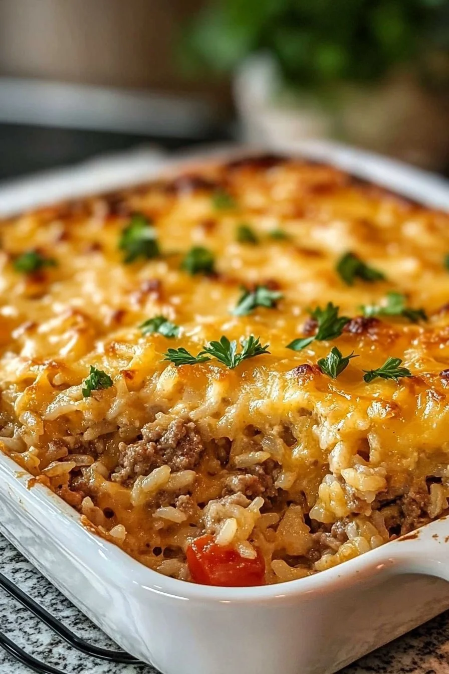 Cheesy Hamburger Rice Casserole