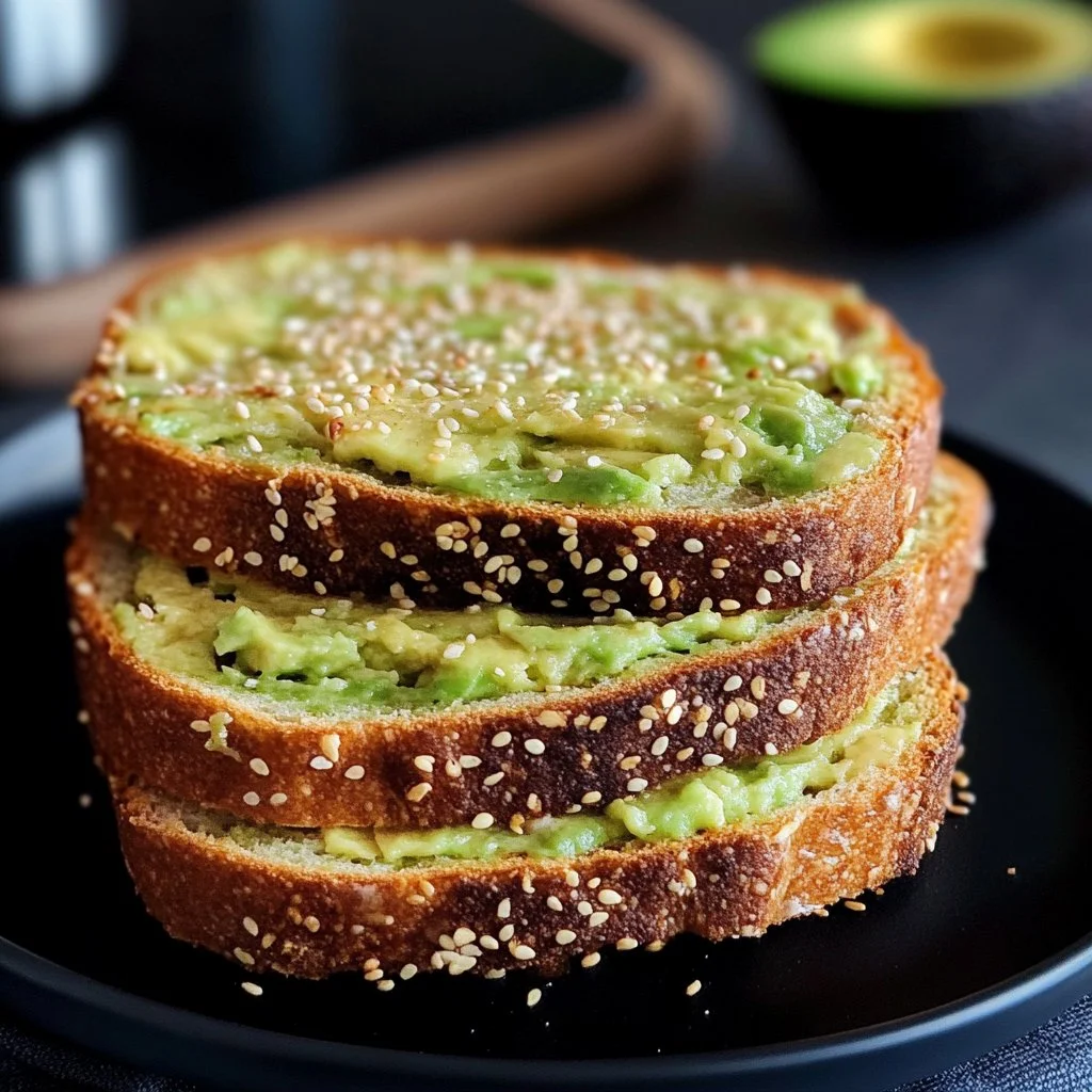 Sliced 3-Ingredient Avocado Bread with fresh avocado spread on top
