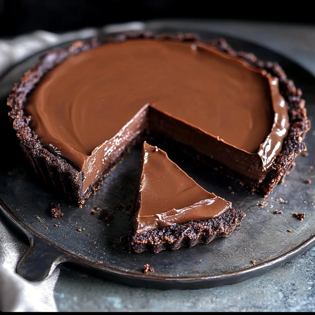 Delicious Avocado Chocolate Pie topped with fresh fruits