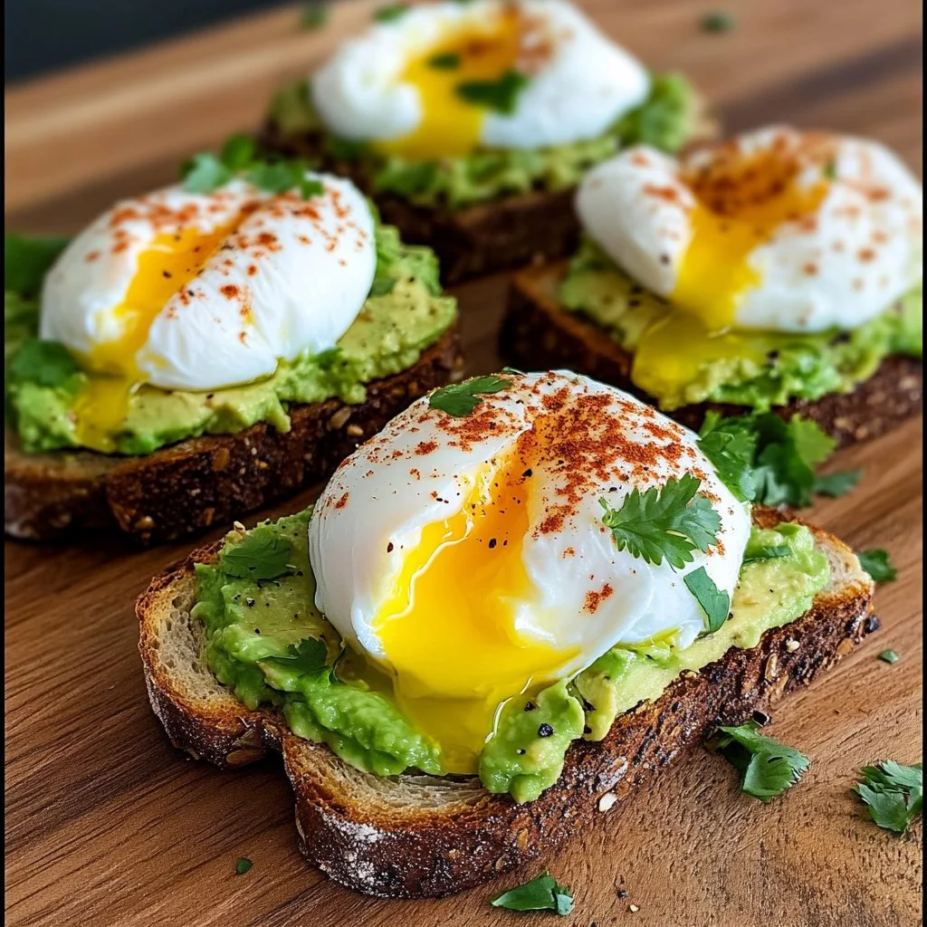 Avocado toast topped with a poached egg for a delicious brunch dish