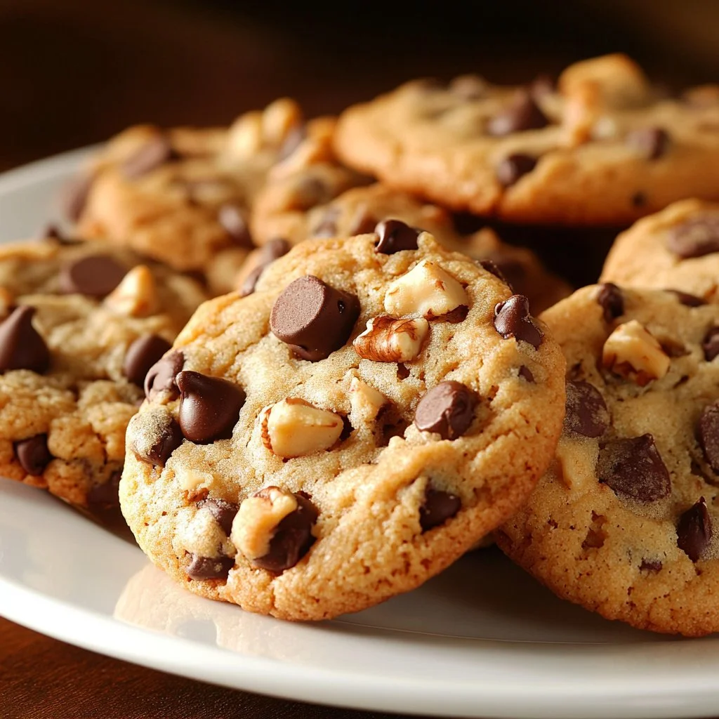 Delicious banana bread chocolate chip cookies fresh from the oven.