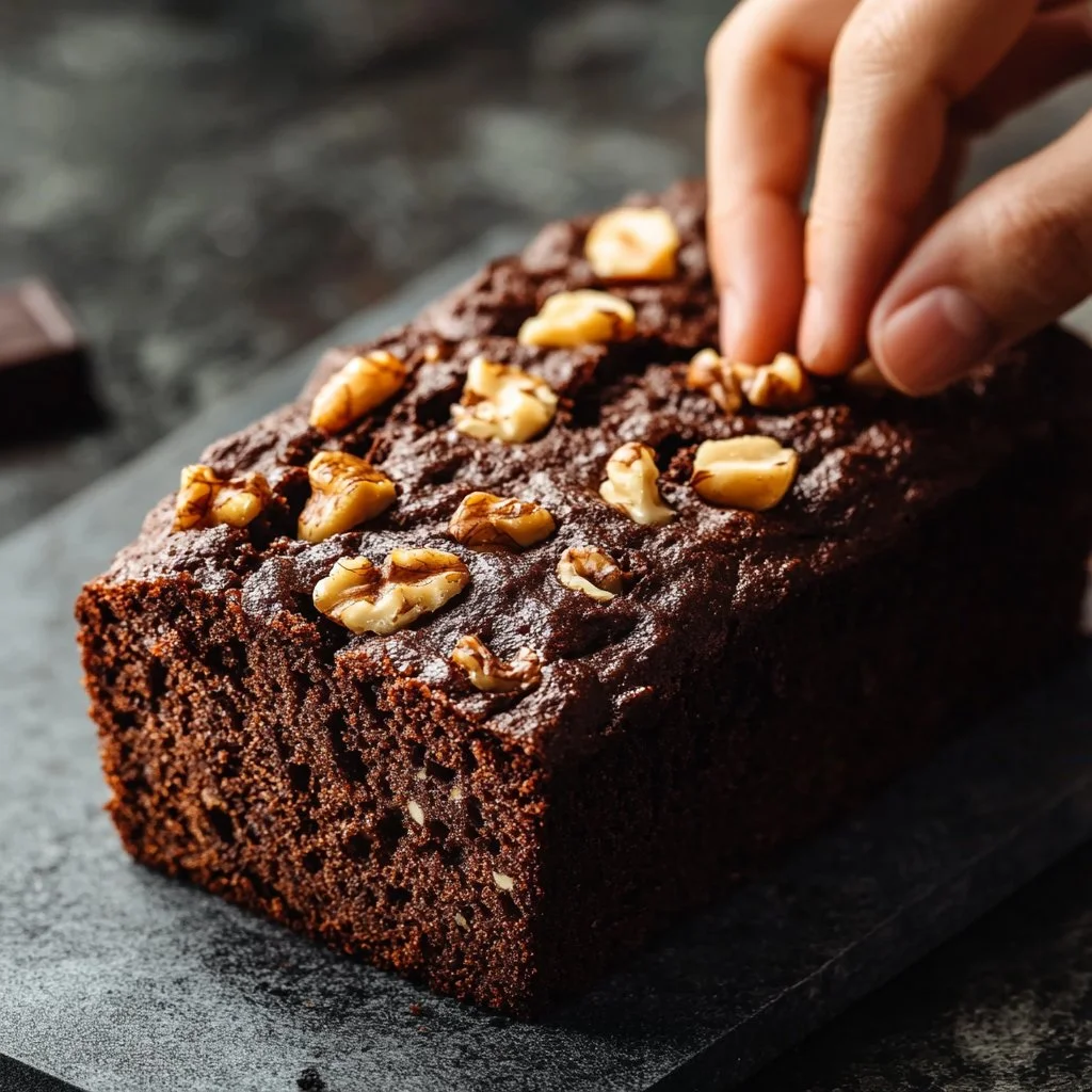 Delicious slice of best chocolate banana bread with chocolate chips and bananas