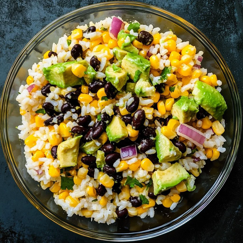 Delicious black bean salad with fresh vegetables and cilantro