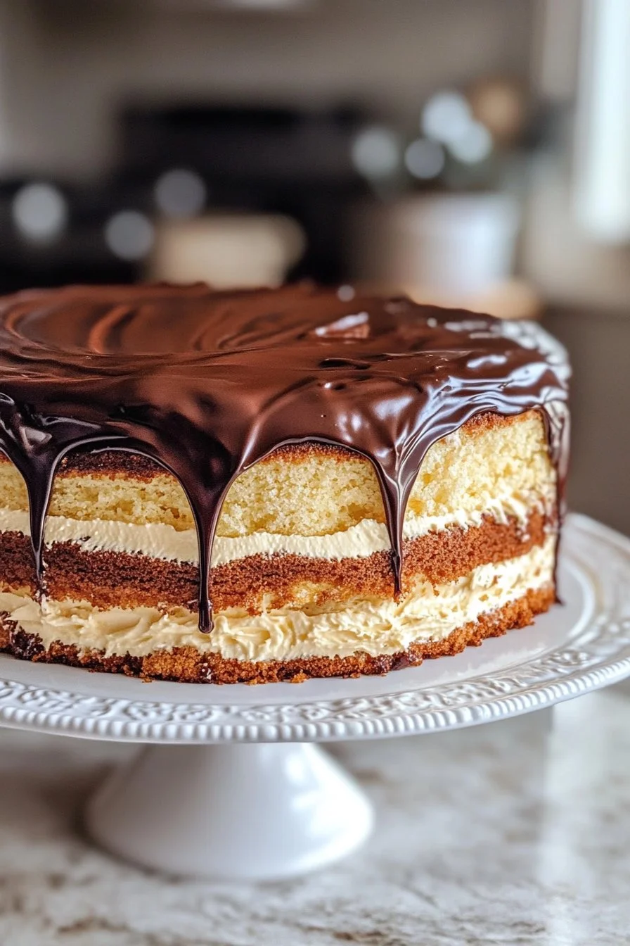 Boston Cream Poke Cake
