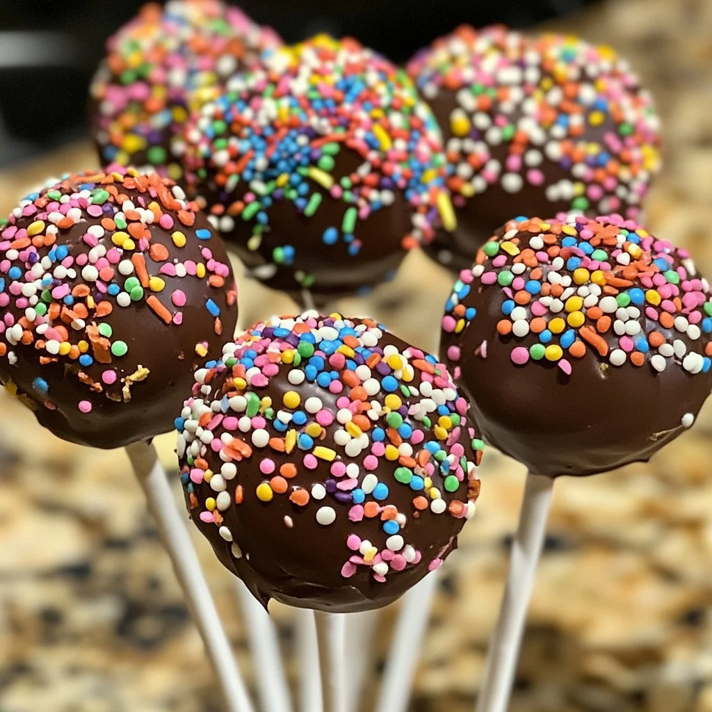 Colorful cake pops displayed on a decorative stand for a festive party