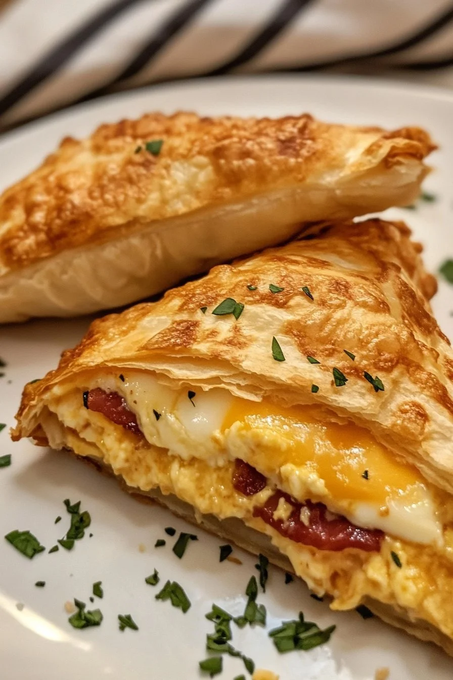 Cheesy Egg and Bacon Breakfast Pockets