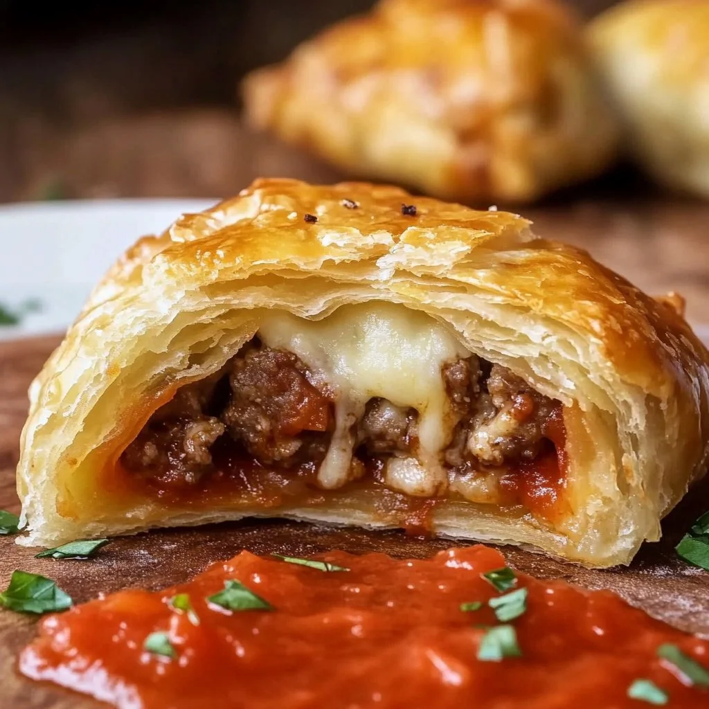 Cheesy Puff Pastry Meatballs served on a platter for a delicious appetizer.