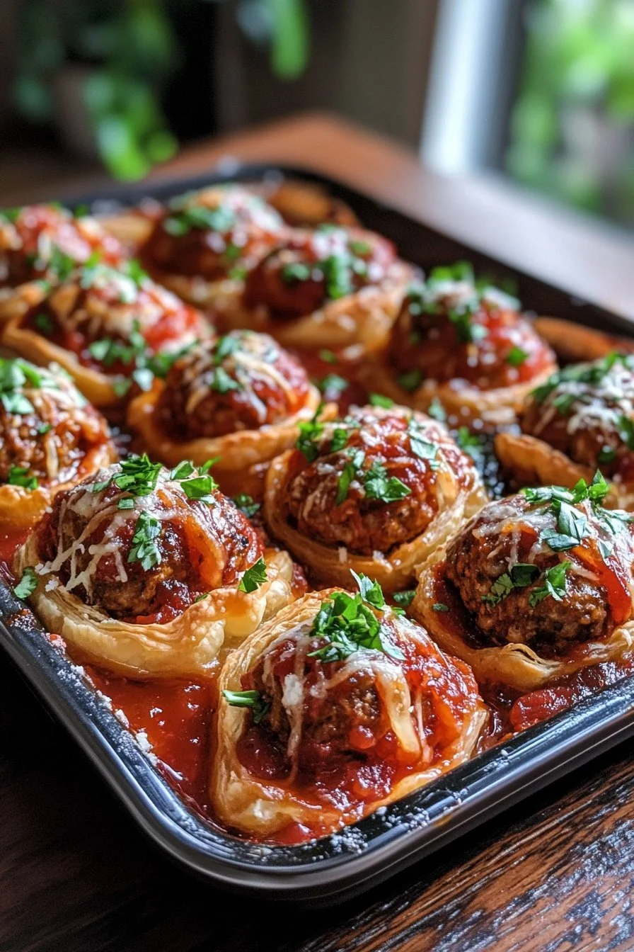 Cheesy Puff Pastry Meatballs