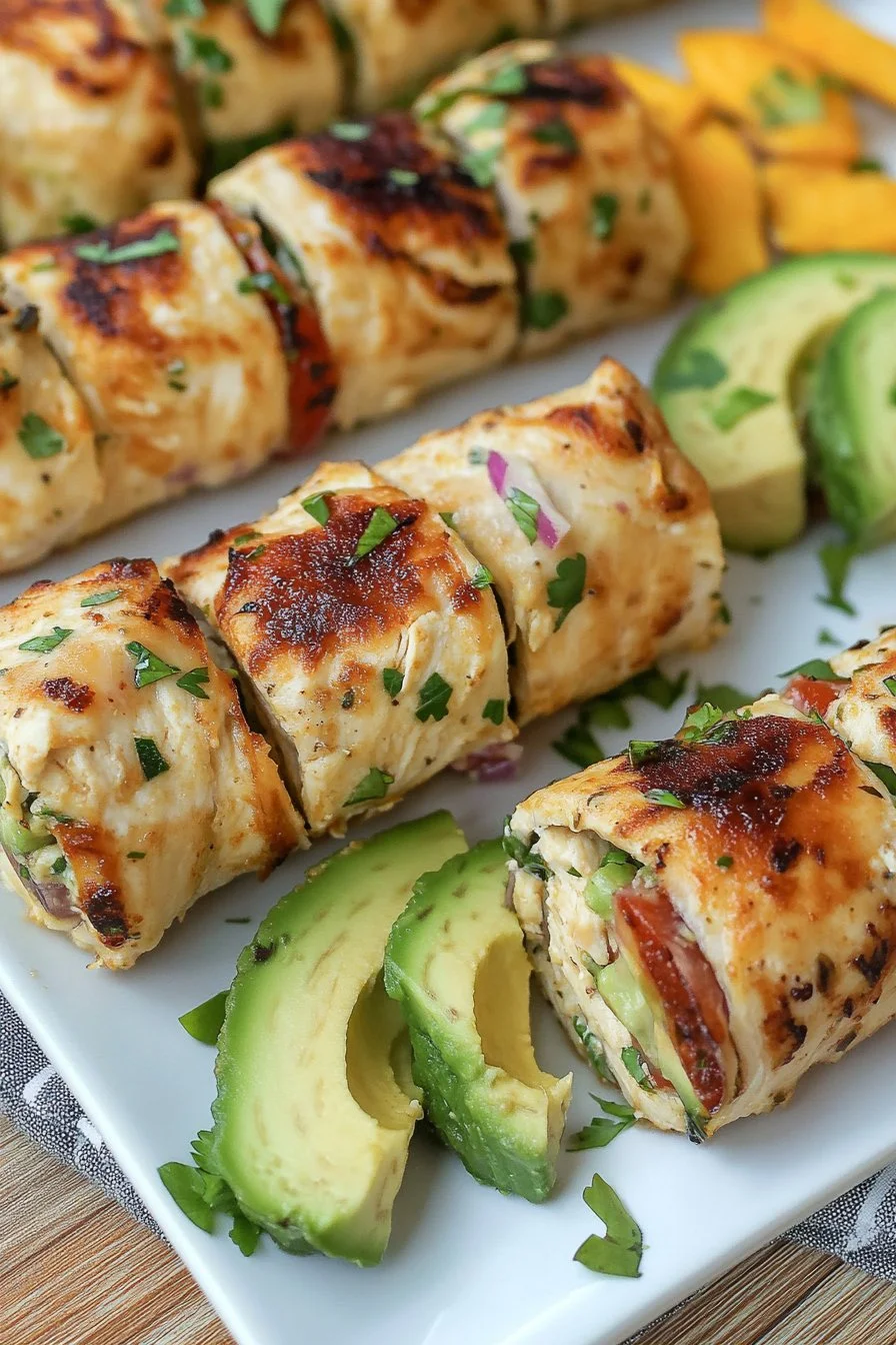 Chicken Avocado Salad Roll Ups