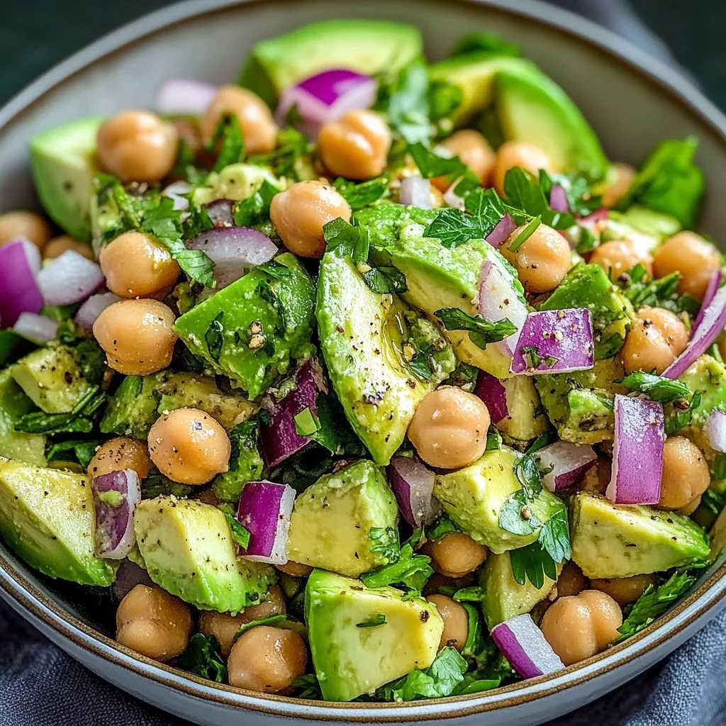 Chickpea Avocado Salad featuring fresh ingredients and a vibrant mix of flavors.