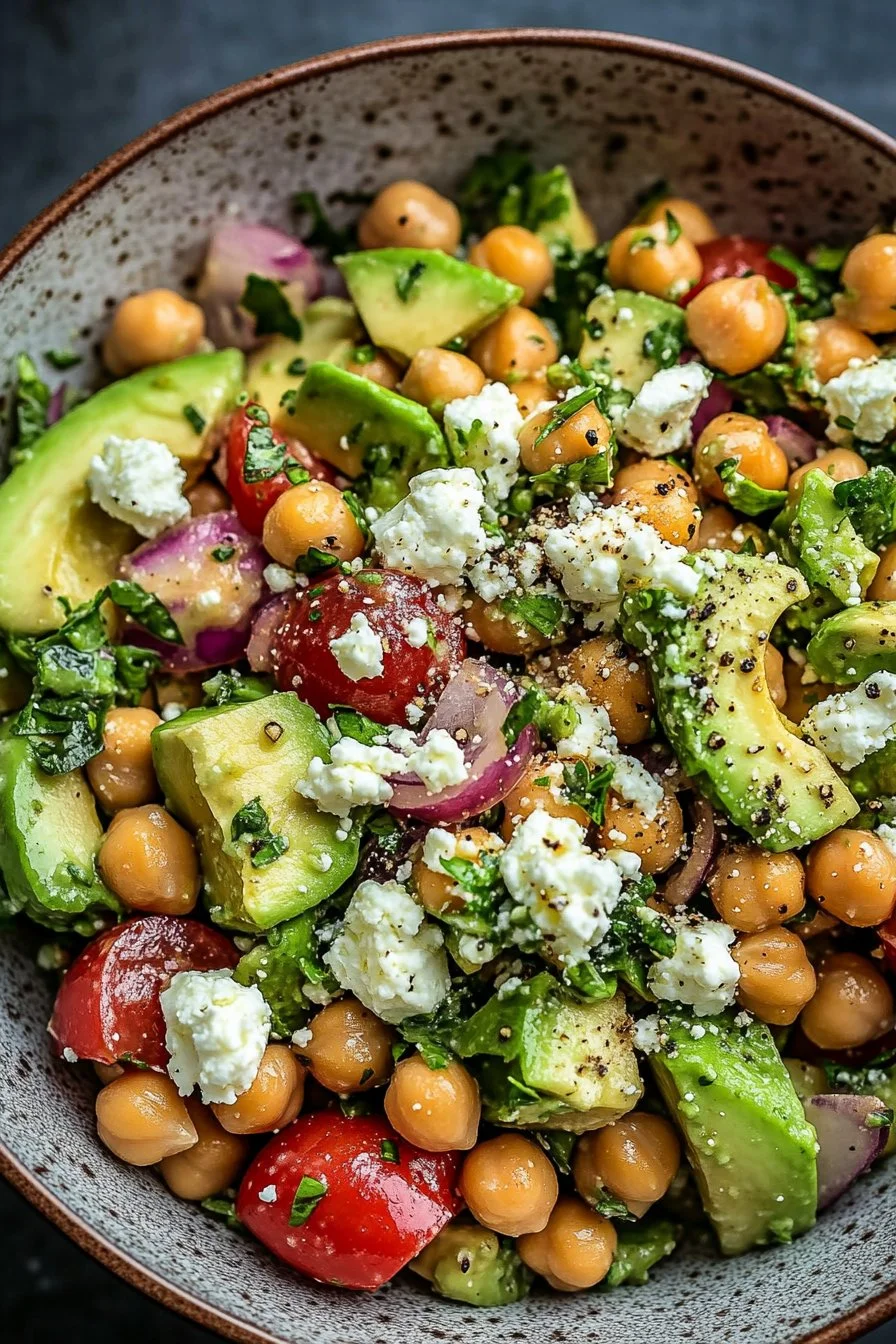 Chickpea Feta Avocado Salad