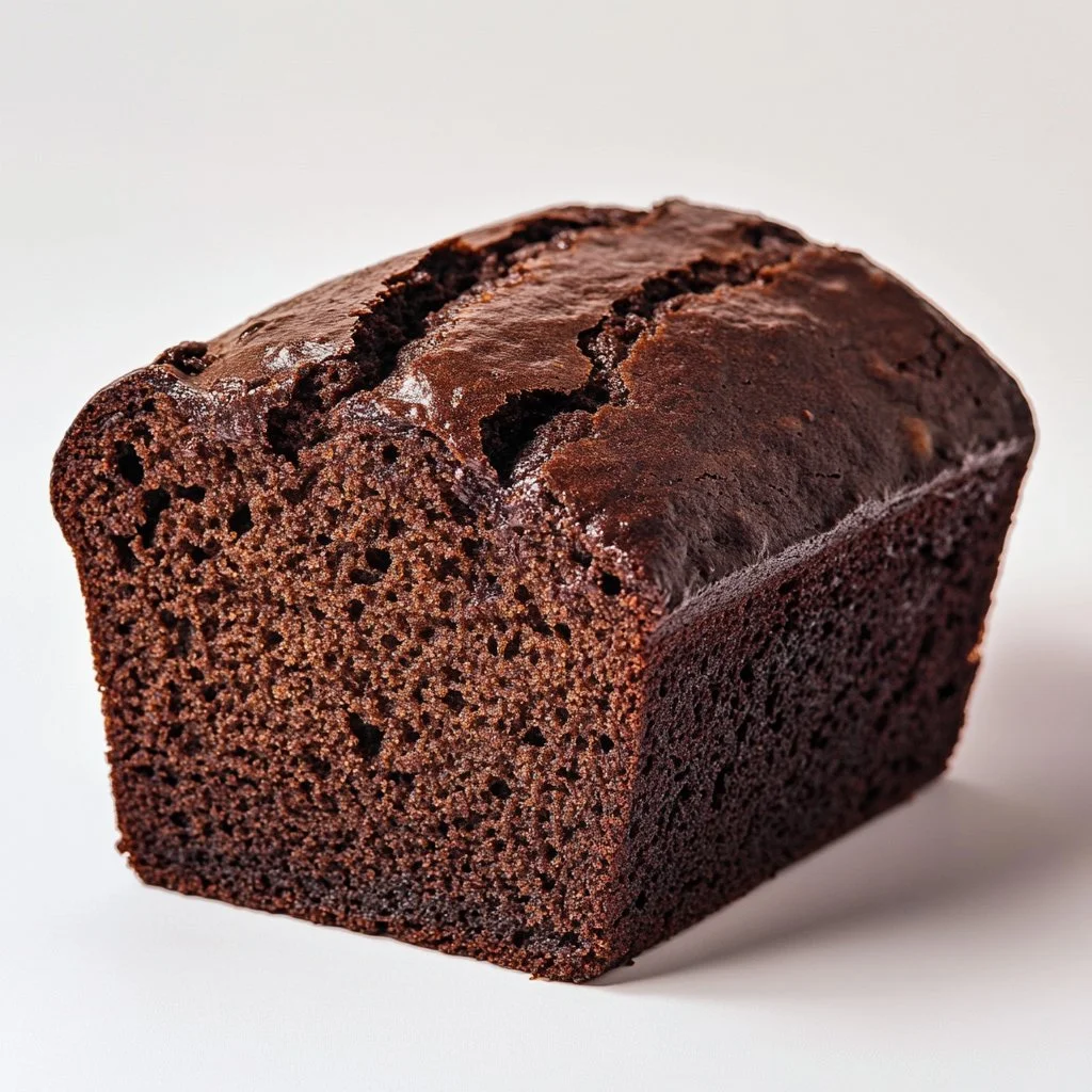Loaf of homemade Chocolate Banana Bread with chocolate chips and bananas
