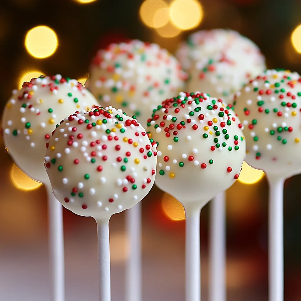 Delicious Christmas Cake Pops decorated for festive celebrations