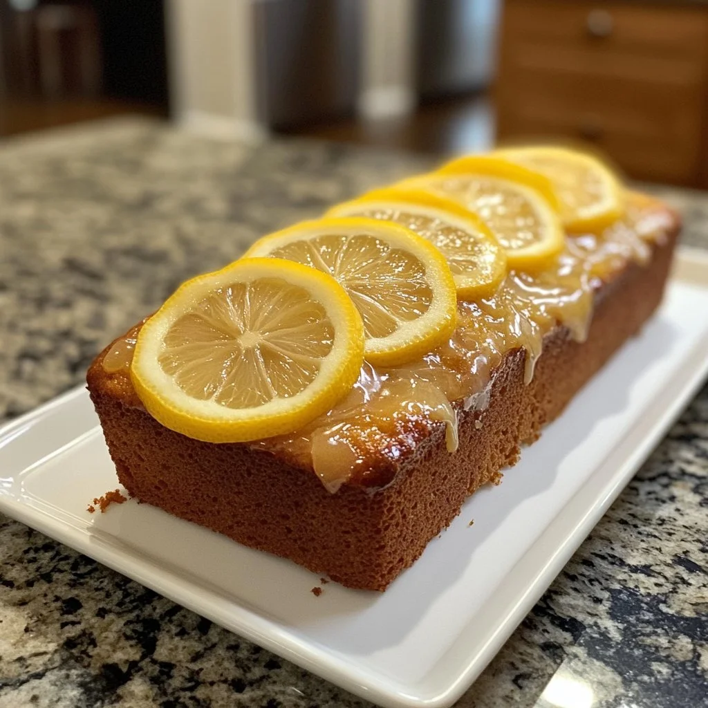Delicious copycat lemon loaf, perfectly baked and drizzled with lemon glaze.