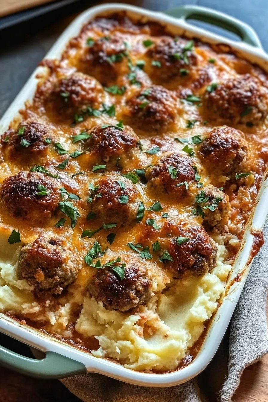 Create a Cozy Meatball and Mashed Potato Bake Today!