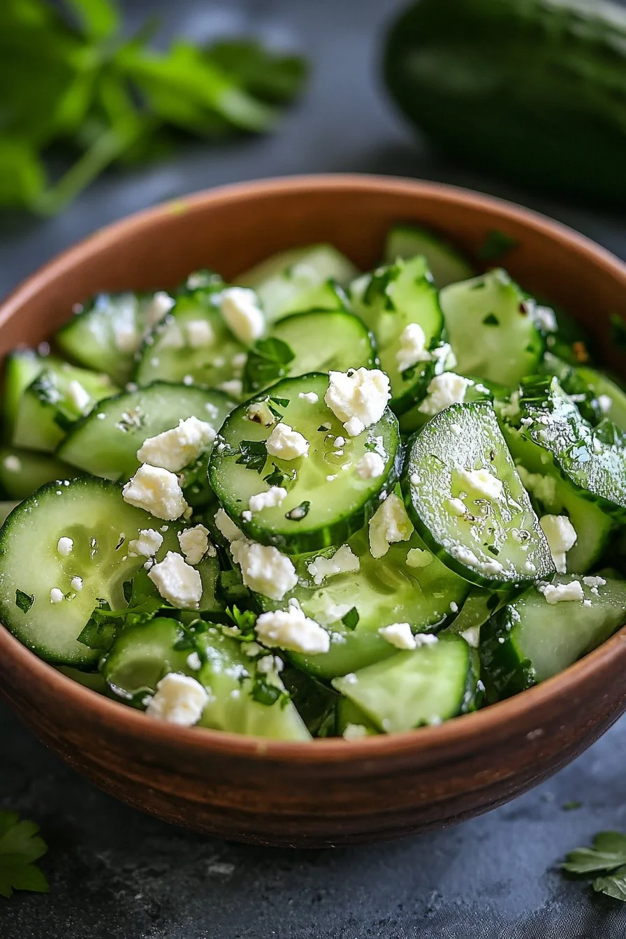 Cucumber Avocado Feta Salad - easy & delicious recipe.