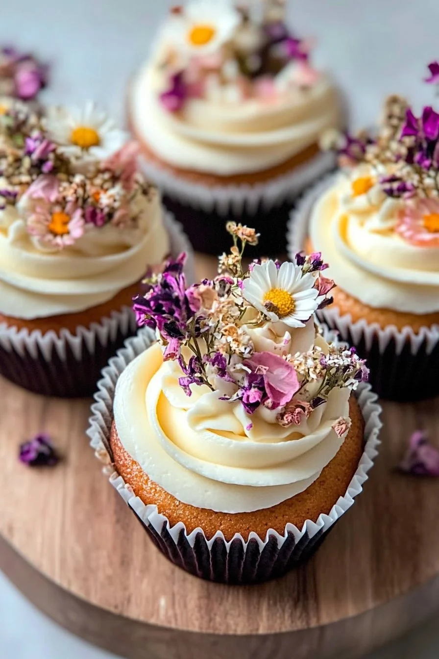 Cupcakes with Dried Florals