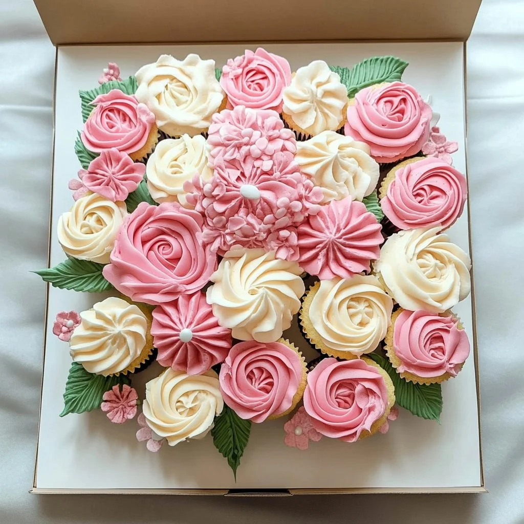 Flower bouquet cupcake pull-apart arrangement for celebrations