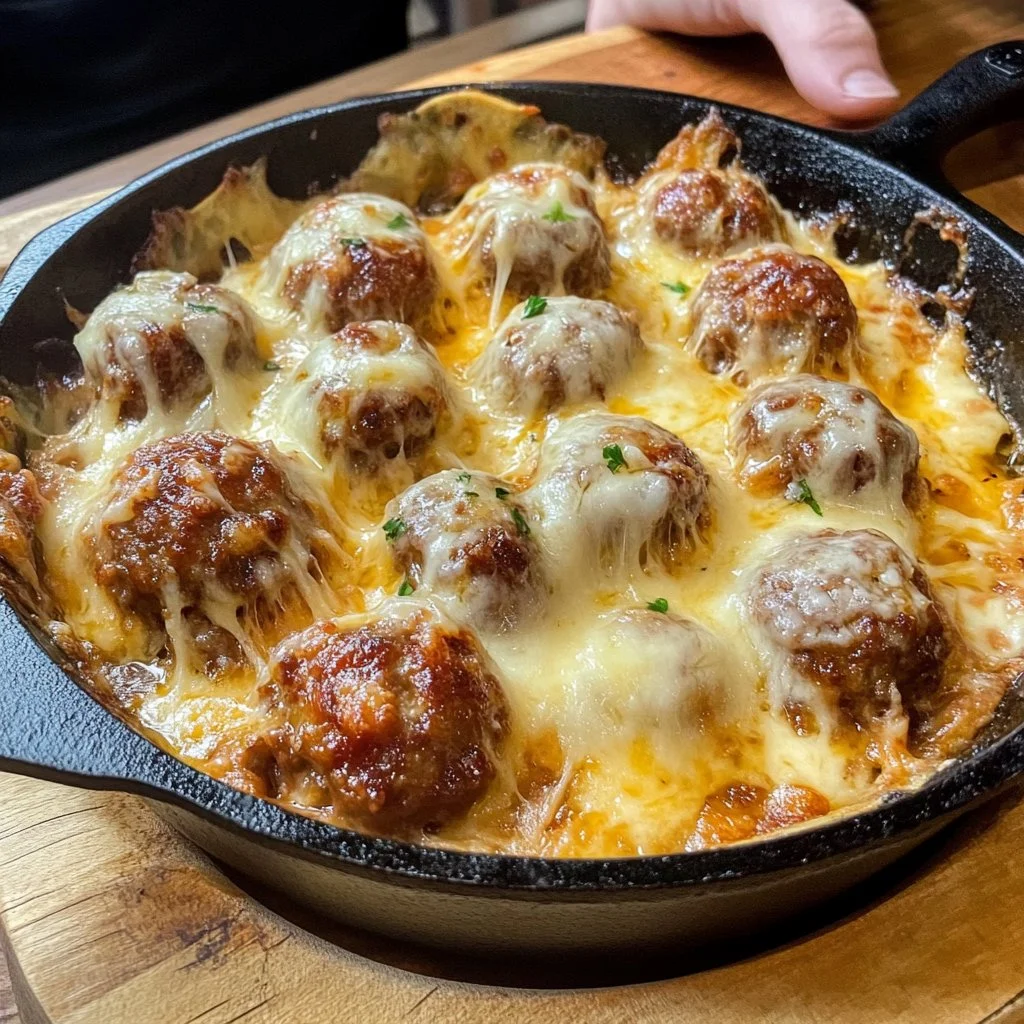 Delicious French Onion Meatballs served in a rich onion gravy